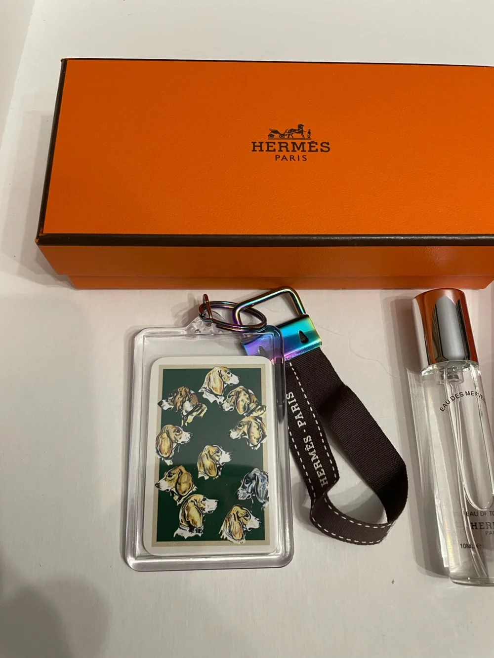 Hermes bundle- keychain / spray / gift box